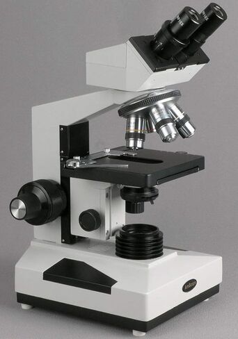 AmScope B400B-LED Compound Binocular Microscope, WF10x and WF20x Eyepieces, 40X-2000X Magnification, Brightfield, LED Illumination, Abbe Condenser, Double-Layer Mechanical Stage, Sliding Head, High-Resolution Optics in Saudi Arabia
