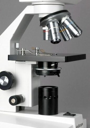 AmScope B100-E2 مجهر رقمي مركب، تكبير 40X-1000X، برايتفيلد، إضاءة التنغستن، مكثف آبي، مسرح عادي، مع كاميرا 2.0 ميجابكسل in Saudi Arabia