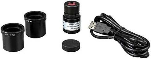AmScope B100B-E2 Compound Binocular Microscope, 40X-2000X Magnification, Brightfield, Tungsten Illumination, Abbe Condenser, Plain Stage, with 2MP Camera in Saudi Arabia
