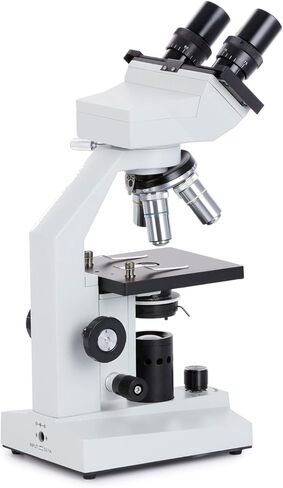 AmScope B100B-E2 Compound Binocular Microscope, 40X-2000X Magnification, Brightfield, Tungsten Illumination, Abbe Condenser, Plain Stage, with 2MP Camera in Saudi Arabia