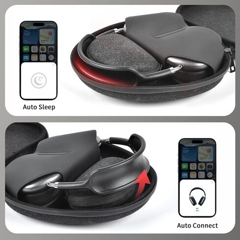 Case for AirPods Max, Felt Travel Storage Organizer with Removable Inner Box,Portable Protective Cover for Apple AirPods Max Accessories, Compatible with Smart Case,Black in Saudi Arabia
