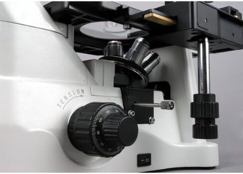 AmScope IN480TC-FL-BWF Digital Long Working-Distance Inverted Fluorescence Trinocular Microscope, 40x-1500x, WH10x Plan and WH25x Super-Widefield Eyepieces, Brightfield and Phase-Contrast Objectives, 30W Halogen Illumination, 0.3 NA Kohler Condenser, Mech in Saudi Arabia