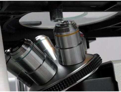 AmScope IN480TC-FL-BWF Digital Long Working-Distance Inverted Fluorescence Trinocular Microscope, 40x-1500x, WH10x Plan and WH25x Super-Widefield Eyepieces, Brightfield and Phase-Contrast Objectives, 30W Halogen Illumination, 0.3 NA Kohler Condenser, Mech in Saudi Arabia