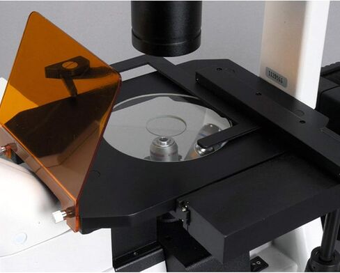 AmScope IN300TB-FL Long Working Distance Inverted Fluorescence Trinocular Microscope, 40x-800x, WH10x and WH20x Eyepieces, Phase-Contrast Objectives, 30W Halogen Illumination, 0.3 NA Abbe Condenser, Mechanical Stage, 110V in Saudi Arabia