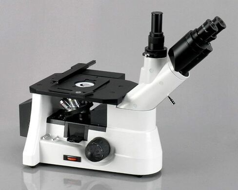 AmScope ME1400TC-5MT Digital Inverted Trinocular Metallurgical Microscope, 40X-1000X Magnification, WF10x and WF25x Eyepieces, WF10x Eyepiece with Reticle, Kohler Condenser, 30W Halogen Illumination with Rheostat, Double-Layer Mechanical Stage, 85-230V, I in Saudi Arabia