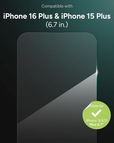 ZAGG InvisibleShield Glass Elite Screen Protector for iPhone 16 Plus/iPhone 15 Plus – 5X Stronger Tempered Glass, Reinforced Edges, Scratch Resistant, Anti-Smudge, Easy Bubble-Free Installation in Saudi Arabia