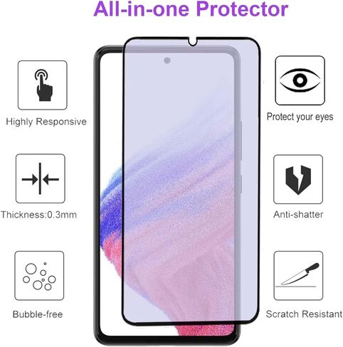 3 pack Anti Blue Light Tempered Glass Screen Protector Compatible with Samsung Galaxy A53/A52/A51.Eye Protection Tempered Glass Film,No Bubbles,9H Hardness HD, Blue Light Blocking Screen Protective Film for Samsung Galaxy A53/A52/A51 6.5" (Purple) in Saudi Arabia