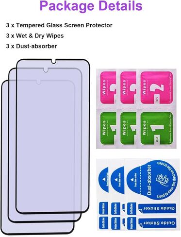 3 pack Anti Blue Light Tempered Glass Screen Protector Compatible with Samsung Galaxy A53/A52/A51.Eye Protection Tempered Glass Film,No Bubbles,9H Hardness HD, Blue Light Blocking Screen Protective Film for Samsung Galaxy A53/A52/A51 6.5" (Purple) in Saudi Arabia