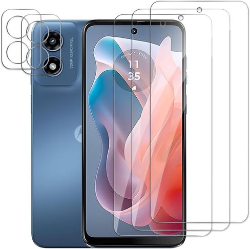 3 Pack Screen Protector for Motorola Moto G play 2024+2 Pack Camera Lens Protector, Tempered Glass Film, Ultra HD 9H Hardness Case Friendly Anti Scratch Bubble Free Ultra Resistant in Saudi Arabia