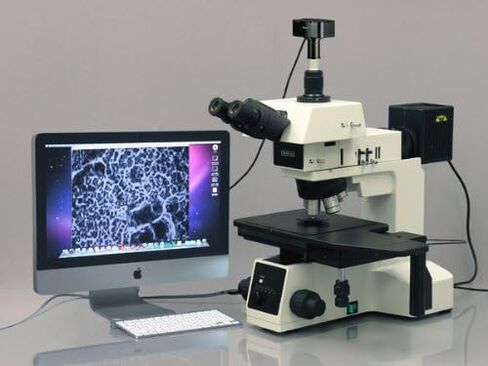 AmScope ME600TZC-5MA Digital Episcopic Trinocular Metallurgical Microscope, 50X-2500X Magnification, PL10x and PL25x Extreme Widefield Eyepieces, Infinity Plan Long Working Distance Objectives, Kohler Condenser, Brightfield/Darkfield/Polarizing Halogen Il in Saudi Arabia