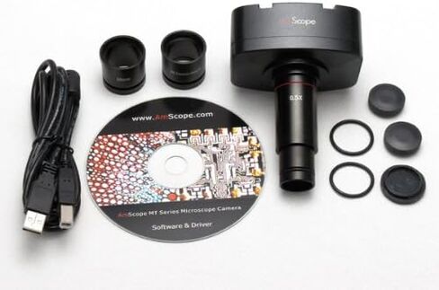 AmScope ME600TZC-5MA Digital Episcopic Trinocular Metallurgical Microscope, 50X-2500X Magnification, PL10x and PL25x Extreme Widefield Eyepieces, Infinity Plan Long Working Distance Objectives, Kohler Condenser, Brightfield/Darkfield/Polarizing Halogen Il in Saudi Arabia