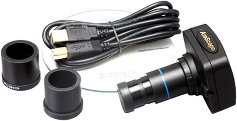 AmScope B100B-M Digital Compound Binocular Microscope, 40X-2000X Magnification, Brightfield, Tungsten Illumination, Abbe Condenser, Plain Stage, Includes 1.3MP Camera with Reduction Lens and Software in Saudi Arabia