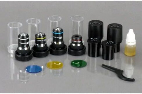 AmScope T340B-LED-8M Digital Siedentopf Trinocular Compound Microscope, 40X-2000X Magnification, Brightfield, WF10x and WF20x Eyepieces, LED Illumination, Abbe Condenser, Double-Layer Mechanical Stage, Includes 8MP Camera with Reduction Lens and Software in Saudi Arabia