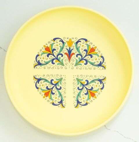 PREMIUM Unbreakable Silicone Baby Plate | Elegant China-Look Design for Baby Tableware | Suction Toddler Feeding Plate | Divider-free BPA-free | Essential Baby Items (Deruta) in Saudi Arabia