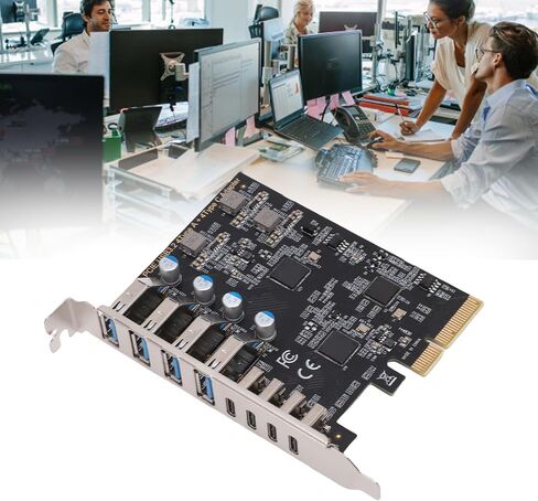 بطاقة Jectse 8 Port PCle USB 3.2 Gen 2، عرض النطاق الترددي 10 جيجابت في الثانية، شريحة تحكم ASM3142 VL822 VL822، التوصيل والتشغيل، 4 النوع C 4 النوع A، دعم أنظمة OS X، الواجهة الأمامية in Saudi Arabia