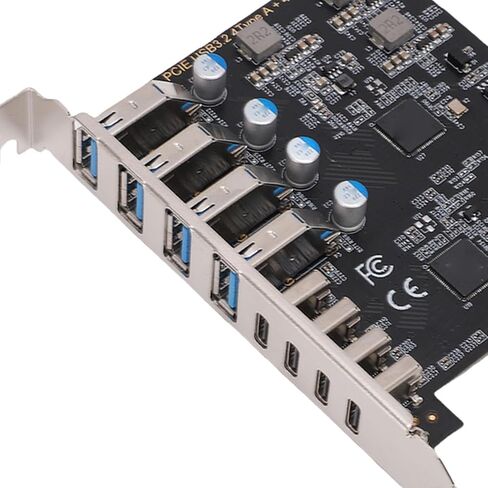 بطاقة Jectse 8 Port PCle USB 3.2 Gen 2، عرض النطاق الترددي 10 جيجابت في الثانية، شريحة تحكم ASM3142 VL822 VL822، التوصيل والتشغيل، 4 النوع C 4 النوع A، دعم أنظمة OS X، الواجهة الأمامية in Saudi Arabia