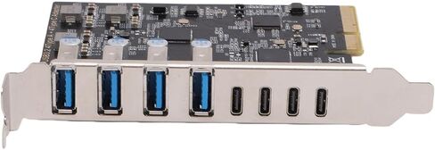 بطاقة Jectse 8 Port PCle USB 3.2 Gen 2، عرض النطاق الترددي 10 جيجابت في الثانية، شريحة تحكم ASM3142 VL822 VL822، التوصيل والتشغيل، 4 النوع C 4 النوع A، دعم أنظمة OS X، الواجهة الأمامية in Saudi Arabia