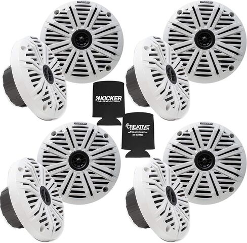 Kicker 6.5" LED Marine Speakers (4 Pair) White Salt Water Grills OEM Replacement Speakers in Kuwait