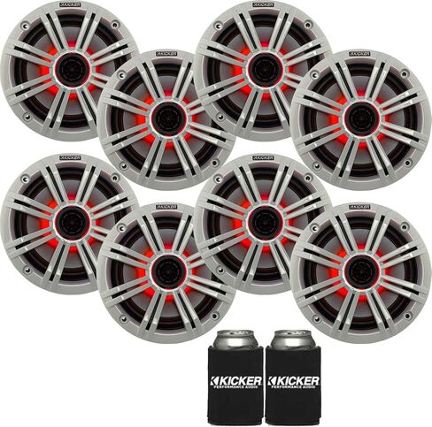 Kicker 6.5" LED Marine Speakers (4 Pair) White Salt Water Grills OEM Replacement Speakers in Kuwait
