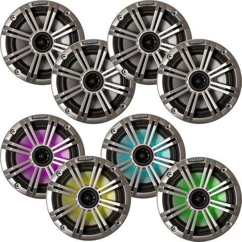 Kicker 6.5" LED Marine Speakers (4 Pair) White Salt Water Grills OEM Replacement Speakers in Kuwait