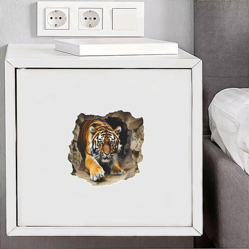 3D Tiger Wall Decal Sticker, 2 Pack Waterproof Removable Vinyl Decal for Laptops, Cars, Wall, Furniture, Bedroom Decoration LB-0021 in Kuwait