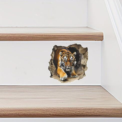 3D Tiger Wall Decal Sticker, 2 Pack Waterproof Removable Vinyl Decal for Laptops, Cars, Wall, Furniture, Bedroom Decoration LB-0021 in Kuwait