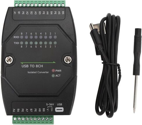 محول USB إلى RS485، محول منفذ تسلسلي معزول 8 قنوات مع مصدر طاقة USB C، تصميم من نوع السكك الحديدية، لنظام التشغيل X، 11 10 8.1 8 7 in Kuwait