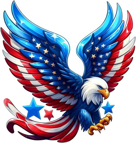 ملصقات فينيل النسر الوطني، تصميم أجنحة العلم الأمريكي، ملصقات قابلة للإزالة مقاومة للماء لأجهزة الكمبيوتر المحمولة والسيارات والجدران والأثاث وتزيين غرفة النوم LB-0014 in Kuwait