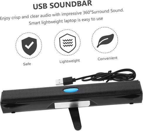 مكبر صوت NUOBESTY USB مكبر صوت أسود صغير الحجم للكمبيوتر المحمول مع صوت محيطي متوافق مع الأجهزة المحمولة اللوحية in Saudi Arabia
