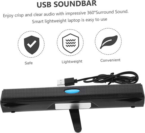 مكبر صوت USB مكبر صوت محيطي صغير لأجهزة الكمبيوتر المحمول وسطح المكتب باللون الأسود مع وحدة ستيريو متوافقة مع الأجهزة اللوحية والهواتف المحمولة والألعاب in Saudi Arabia