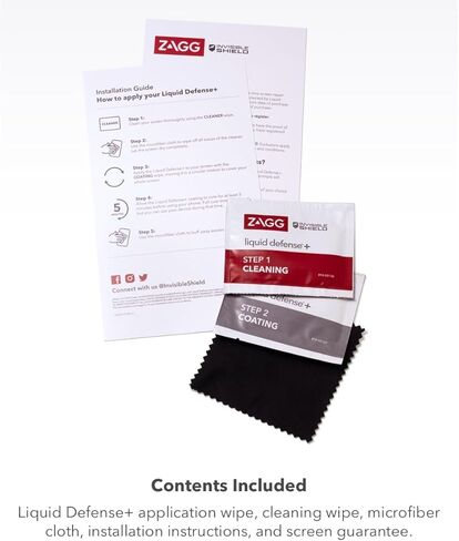 ZAGG InvisibleShield Liquid Defense+ واقي الشاشة مع ضمان إصلاح الشاشة بقيمة 250 دولارًا - حماية معززة بتقنية النانو لهواتف iPhone وSamsung الذكية، والأجهزة اللوحية، والساعات، وسهولة الاستخدام in Saudi Arabia