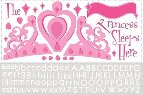 ملصق حائط عملاق من RoomMates RMK1787GM Princess Sleeps Here، قابل للتقشير واللصق مع إضفاء الطابع الشخصي، وردي in Kuwait
