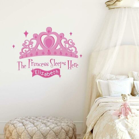 ملصق حائط عملاق من RoomMates RMK1787GM Princess Sleeps Here، قابل للتقشير واللصق مع إضفاء الطابع الشخصي، وردي in Kuwait
