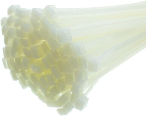 CableWholesale 4 بوصة العلاقات كابل النايلون، 18 رطلا. (8 كجم) قوة الشد المحددة للوزن، 100 عبوة من ربطات عنق الكابل ذاتية القفل، باللون الأبيض in Kuwait