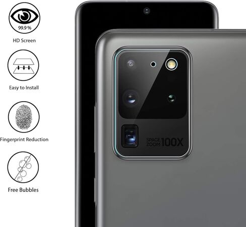 Orzero (4 Pack) Camera Lens Protector Compatible for Samsung Galaxy S20 Ultra, Protector de Cámera Flexible Glass (Not Tempered Glass) (2.5D Arc Edges),HD Anti-Scratch Bubble-Free in Saudi Arabia