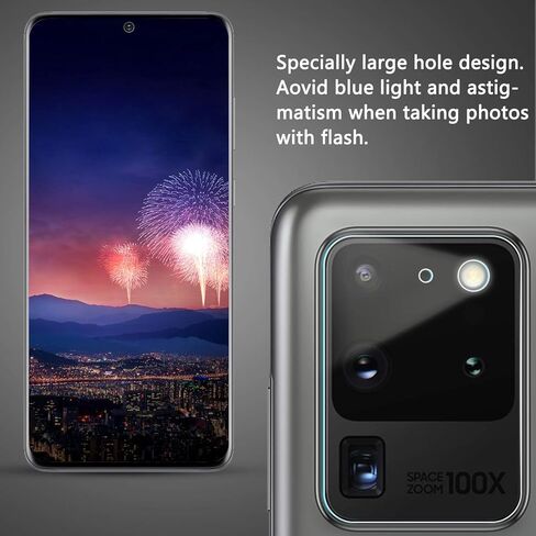 Orzero (4 Pack) Camera Lens Protector Compatible for Samsung Galaxy S20 Ultra, Protector de Cámera Flexible Glass (Not Tempered Glass) (2.5D Arc Edges),HD Anti-Scratch Bubble-Free in Saudi Arabia
