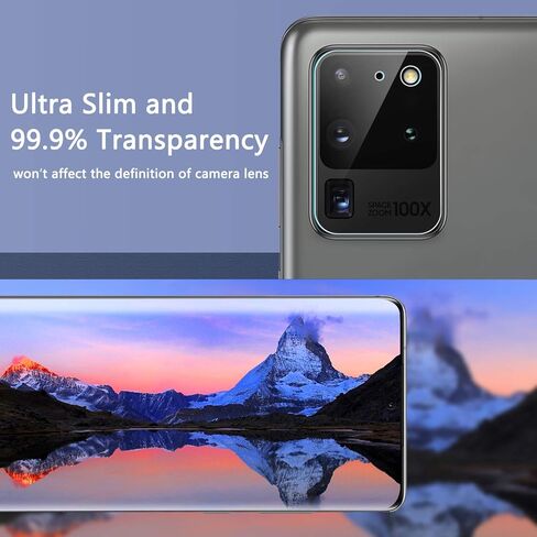 Orzero (4 Pack) Camera Lens Protector Compatible for Samsung Galaxy S20 Ultra, Protector de Cámera Flexible Glass (Not Tempered Glass) (2.5D Arc Edges),HD Anti-Scratch Bubble-Free in Saudi Arabia