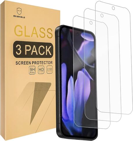 Mr.Shield Screen Protector compatible with Google Pixel 9A [Fingerprint Unlock Compatible] [Tempered Glass] [3-Pack] [Japan Glass with 9H Hardness] in Saudi Arabia