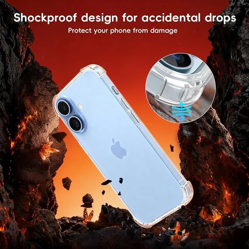 حافظة لهاتف iPhone 17 شفافة مع واقي الشاشة وواقي عدسة الكاميرا بتغطية كاملة من الزجاج المقسى بصلابة 9H مع صندوق خالٍ من الغبار (عبوة من قطعتين + قطعة واحدة) شفاف in Kuwait