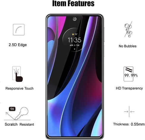 3 Pack Screen Protector For Motorola Edge+ (2022) / Edge Plus/Edge Plus 5G UW (2022) / Edge 30 Pro Tempered Glass, Anti Scratch, HD Clear in Saudi Arabia