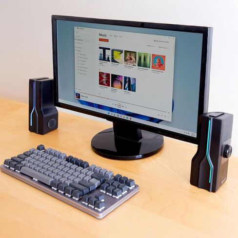 Desktop USB Powered 2-in-1 Soundbar Stereo Speaker, RGB LED Light in Saudi Arabia