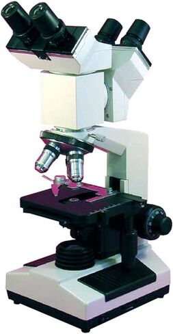 AmScope D200A مجهر مركب ثنائي الرؤية، أهداف WF10x وWF16x، تكبير 40X-1600X، Brightfield، مكثف NA Abbe 1.25، مرحلة ميكانيكية، مضاد للعفن in Saudi Arabia