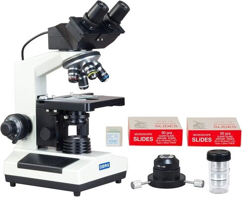 OMAX 40X-2000X Digital Darkfield Binocular Compound Microscope with Built-in 3.0MP USB Camera and Extra Bright Oil Darkfield Condenser and 100 Pieces Glass Slides and Covers in Saudi Arabia