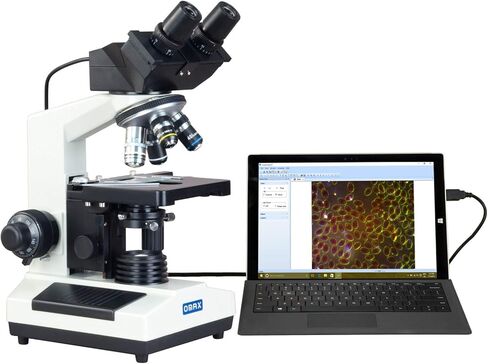 OMAX 40X-2000X Digital Darkfield Binocular Compound Microscope with Built-in 3.0MP USB Camera and Extra Bright Oil Darkfield Condenser and 100 Pieces Glass Slides and Covers in Saudi Arabia