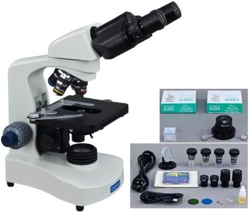 OMAX 40X-2000X LED Binocular Compound Microscope with Dry Darkfield Condenser and 100 Pieces Glass Slides and Covers in Saudi Arabia