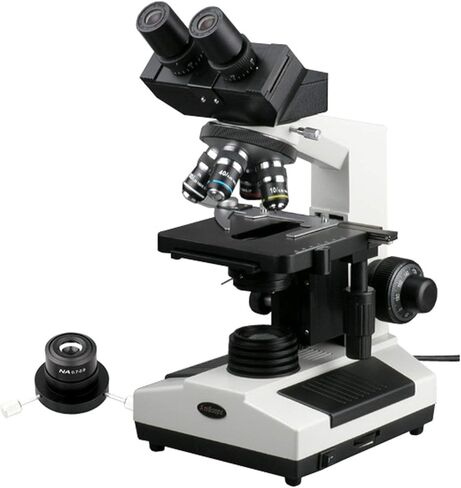AmScope B390A-DK Compound Binocular Microscope, 40X-1600X Magnification, Brightfield/Darkfield, Halogen Illumination, Abbe Condenser, Double-Layer Mechanical Stage in Saudi Arabia