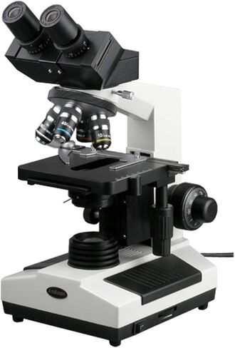 مجهر مركب AmScope B390A، تكبير 40X-1600X، برايتفيلد، إضاءة هالوجين، مكثف آبي، مرحلة ميكانيكية مزدوجة الطبقة in Saudi Arabia