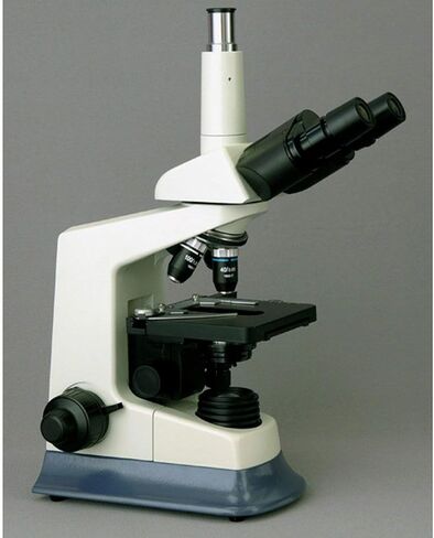 AmScope T590A Professional Compound Trinocular Microscope, WF10x and WF16x Eyepieces, 40X-1600X Magnification, High-Contrast Objectives, Brightfield, Halogen Illumination, Abbe Condenser, Double-Layer Mechanical Stage, Anti-Mold, 110V in Saudi Arabia