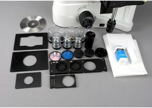 AmScope IN480TA Long Working-Distance Inverted Trinocular Microscope, 40x-900x, WH10x Plan and WH15x Super-Widefield Eyepieces, Brightfield and Phase-Contrast Objectives, 30W Halogen Illumination, 0.3/0.5 NA Kohler Condenser, Mechanical Stage, 90 to 240V in Saudi Arabia