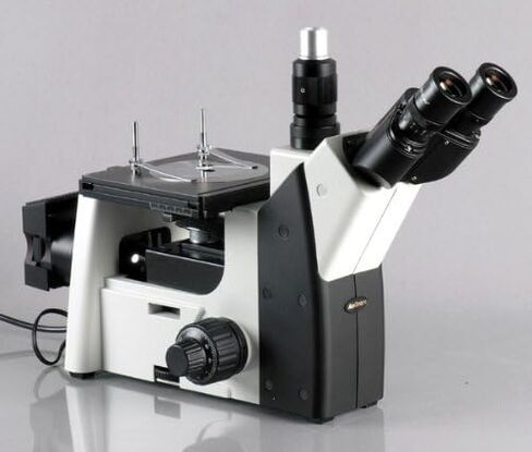 AmScope ME1200TC-M مجهر معدني ثلاثي العينيات رقمي مقلوب، تكبير 50X-1250X، عدسات PL10x وPL25x، مكثف مستقطب، إضاءة LED مستقطبة ومشرقة مع مقاومة متغيرة، مرحلة ميكانيكية كبيرة مزدوجة الطبقة، 90-240 فولت، Inc in Saudi Arabia
